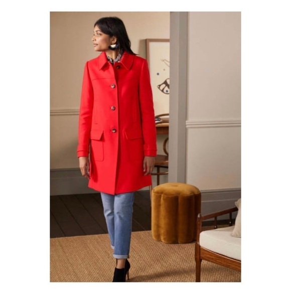 Boden Red Wool Clifford Coat Mid Length Pea Coat Royal Style Size 22R NWT - Picture 10 of 16